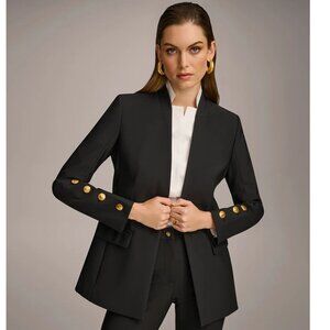 Sleeve Button Detail Shawl Collar Jacket